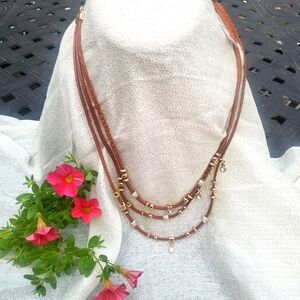 White House Black Market Genuine Leather 22" Necklace